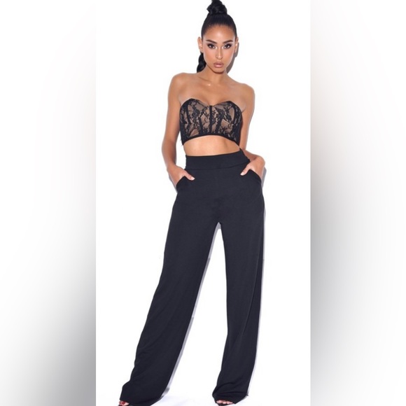 Miss Circle Pants - Never Enough Black Stretch Crepe Wide Leg Trousers